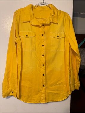 Yellow Button-Front Women's Shirt Jacket